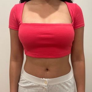 H&M hot pink square neck crop top